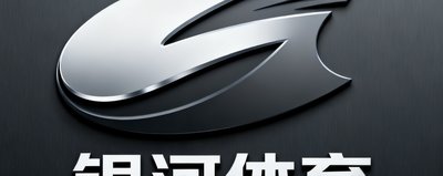 银河体育品牌Logo，流线型设计，银白色与深空灰搭配，体现速度与科技感